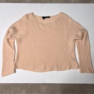 360 Cashmere Bateau Neckline Cropped Pink Sweater Knitwear Size L Large